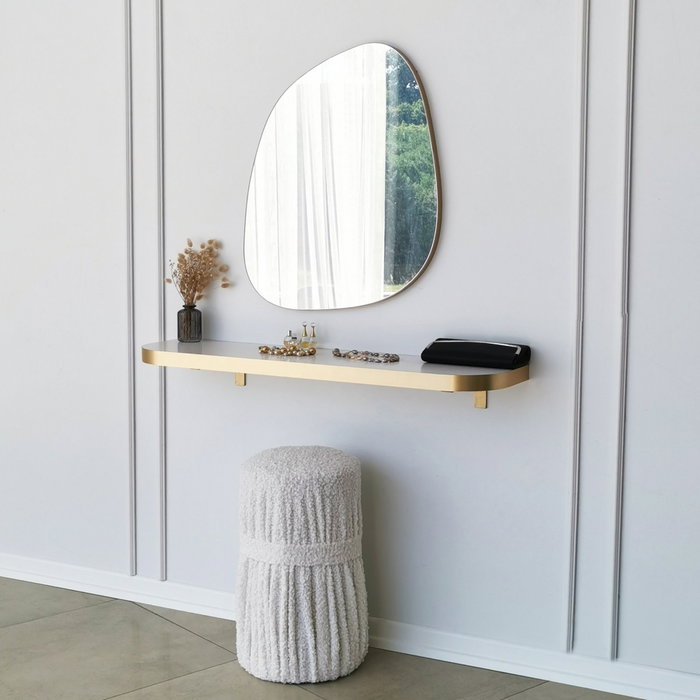 Hanah Home Soho Espejo Dorado 58x75 cm para Salón, Dormitorio o Baño